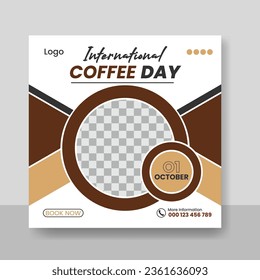 International Coffee Day Social Media Post design Template 