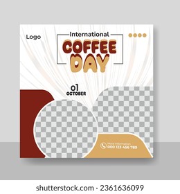 International Coffee Day Social Media Post design Template 
