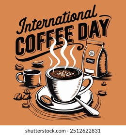 International Coffee Day T-Shirt Design for October 1st