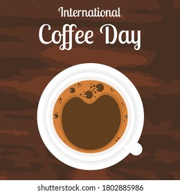 International coffee day vector with abstract brown background