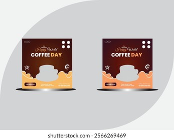 International Coffee Day Vector Illustration on 1st October, Featuring Aromatic Coffee and Relaxing Drink with a Brown Background