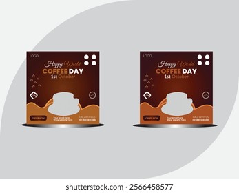 International Coffee Day Vector Illustration on 1st October, Featuring Aromatic Coffee and Relaxing Drink with a Brown Background