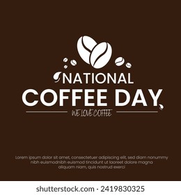 logotipo vectorial de día de café internacional con letras y tarjeta con inscripción de texto