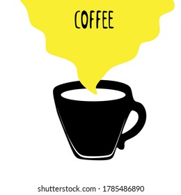 International Coffee Day.Concept of a food event.A Cup of black coffee with the inscription coffee on a white background