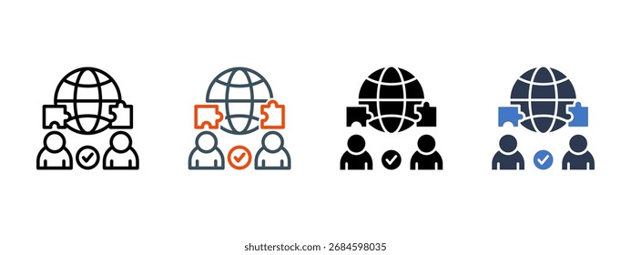 International Collaboration multiple icon style vector illustration