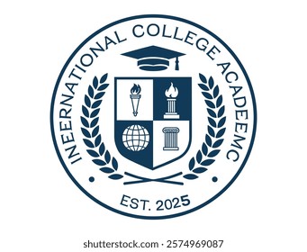 International College Academic Logo Design - EST 2025