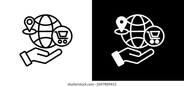 International Commerce Icon whiteblack Vector Illustration