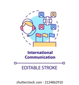 International Communication Concept Icon. Improving Intercultural Relations Abstract Idea Thin Line Illustration. Isolated Outline Drawing. Editable Stroke. Arial, Myriad Pro-Bold Fonts Used