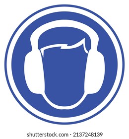 International communication sign for workplaces.Noise pollution, Be sure to use soundproof headphones