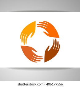 La comunidad internacional. Plantilla de logotipo. Señal de conexión de personas. Identidad comercial. Ilustración vectorial.
