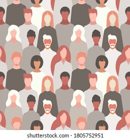 international community pattern. multinational community print. Humans of different gender, ethnicity, and color.Vector illustration for design, directory, announcements, postcards, manual, posters.