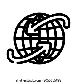 international company globalization arrow line icon vector. international company globalization arrow sign. isolated contour symbol black illustration