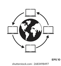international computer network flat icon vector