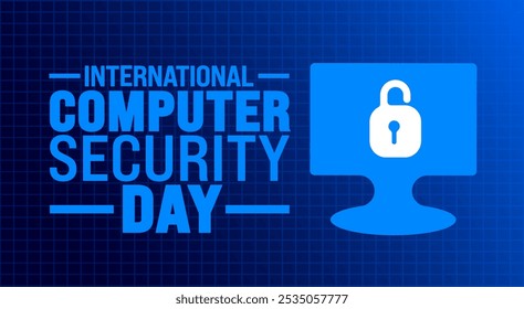 International Computer Security Day background or banner design template is observed every year in November. Holiday concept. Template for card, poster, placard, template.