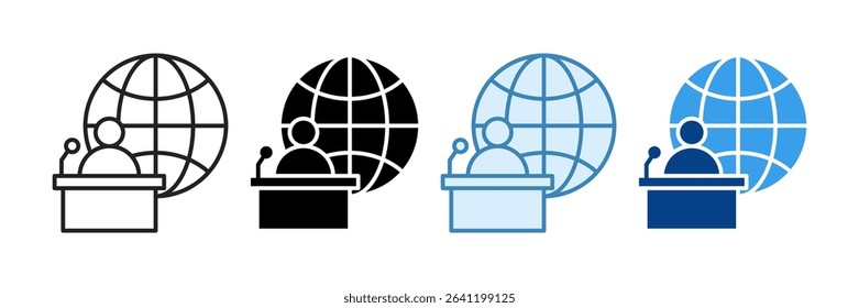 International Conference Icon Set Multiple Style Collection
