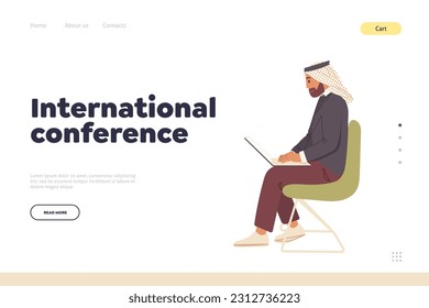 International conference landing page, web service for global business negotiations and partnership