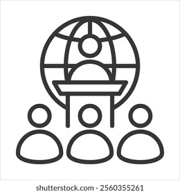 International Conferences Outline Icon Vector Illustration