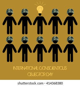 International conscientious objector day vector minimal concept idea