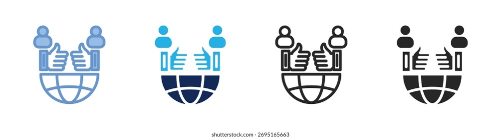 International Cooperation Icon Collection Featuring Multiple Styles