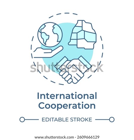 International cooperation soft blue concept icon. Different countries relations. Border management coordination. Round shape line illustration. Abstract design. Easy to use in presentation