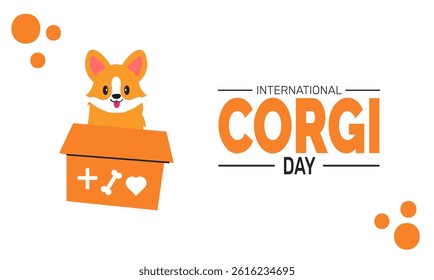 International corgi day holiday design. Perfect for banners, posters, greeting cards, and social media. Includes colorful illustration and elegant typography for a joyful and professional look