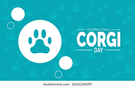 International corgi day holiday design. Perfect for banners, posters, greeting cards, and social media. Includes colorful illustration and elegant typography for a joyful and professional look