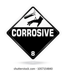 International Corrosive Class 8 Symbols,Black And White Warning Dangerous Icon On White Background,Attracting Attention Security First Sign,Idea For,graphic,web Design,Vector,illustration,EPS10.