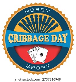 International Cribbage Day sticker, vector illustration