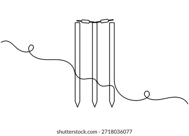 Icono internacional de muñón de cricket dibujo continuo de una línea sobre fondo blanco Ilustración vectorial de contorno de símbolo de equipo deportivo minimalista
