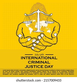 International Criminal Justice Day, 17 July, Poster And Banner