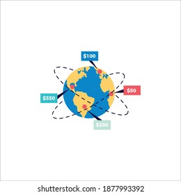 International crowdfunding money raising internet platforms for business startup nonprofit charity symbols flat icons collection illustration
