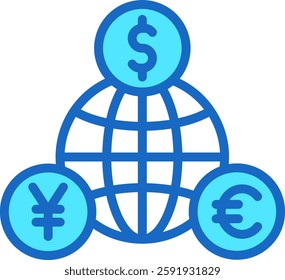 International Currency Icon Blue Color Vector Illustration