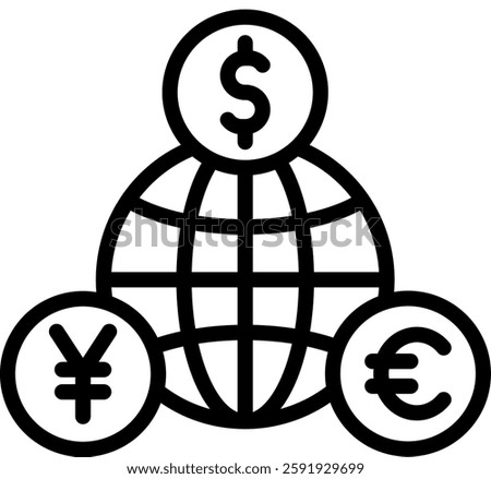 International Currency Icon Outline Vector Illustration
