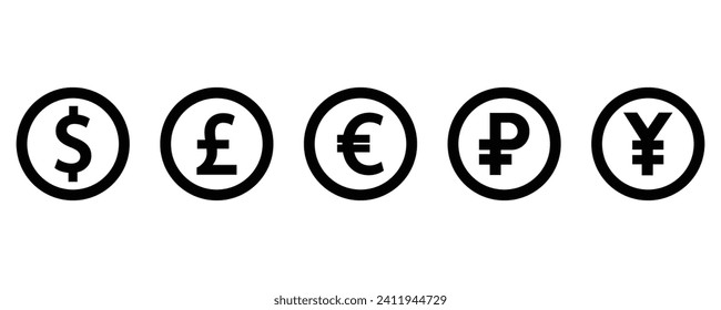 International currency sign ,international money symbol set vector.	