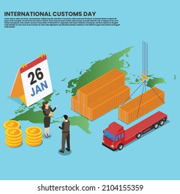 International Custom Day 26 January Isometric 3d Vector Concept For Banner, Website, Illustration, Landing Page, Flyer, Etc.