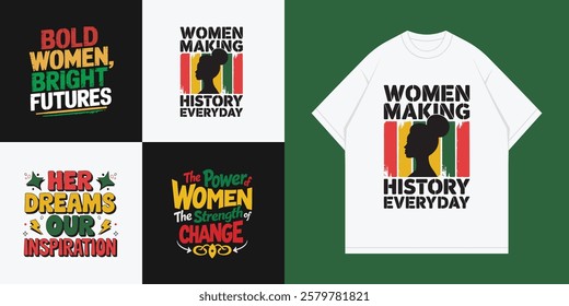 International women’s-day custom typography t-shirt design bundle