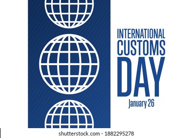 International Customs Day. 26 January. Holiday concept. Template for background, banner, card, poster with text inscription. Vector EPS10 illustration