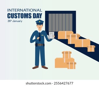 International Customs Day. 26 January. Holiday Concept. international customs day banner, poster, card. customs day icon. Vector illustration.