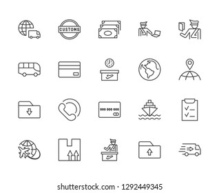 International Customs Day Set Line Vector Icons. Editable Stroke. 32x32 Pixel Perfect
