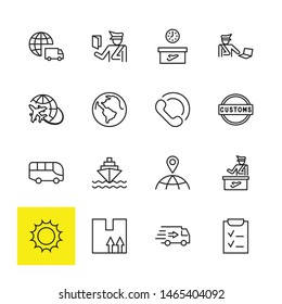 International Customs Day Set Line Vector Icons. Editable Stroke. 32x32 Pixel Perfect