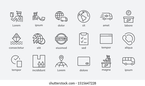 International Customs Day Set Line Vector Icons. Editable Stroke. 32x32 Pixel Perfect.