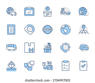 International Customs Day Set Line Vector Icons. Editable Stroke. 32x32 Pixel Perfect