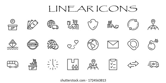 International Customs Day Set Line Vector Icons. Editable Stroke. 32x32 Pixels