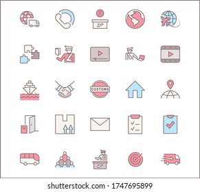 International Customs Day Set Line Vector Icons. Editable Stroke. 32x32 Pixel Perfect