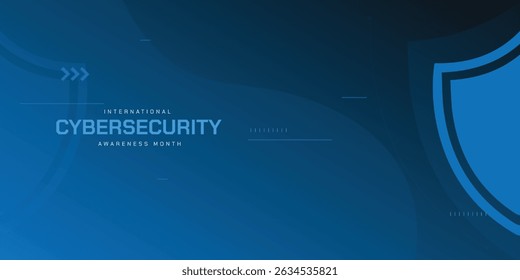 International cyber security awareness month is observed. flat design Cyber security banner gradient color blue