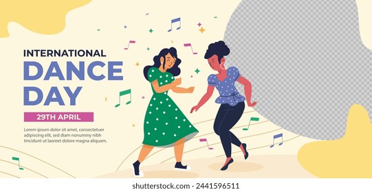 International Dance Day Celebration. International dance day Background.  April 29. Vector illustration design for Poster, Banner, Flyer, Card, Post, Cover, Greeting, Competition, Event. Dancer.