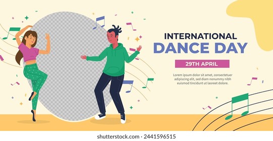 International Dance Day Celebration. International dance day Background.  April 29. Vector illustration design for Poster, Banner, Flyer, Card, Post, Cover, Greeting, Competition, Event. Dancer.