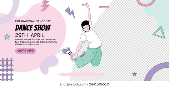 International Dance Day Celebration. International dance day Background.  April 29. Vector illustration design for Poster, Banner, Flyer, Card, Post, Cover, Greeting, Competition, Event. Dancer.