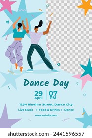 International Dance Day Celebration. International dance day Background.  April 29. Vector illustration design for Poster, Banner, Flyer, Card, Post, Cover, Greeting, Competition, Event. Dancer.