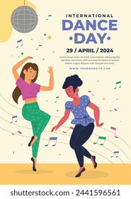International Dance Day Celebration. International dance day Background.  April 29. Vector illustration design for Poster, Banner, Flyer, Card, Post, Cover, Greeting, Competition, Event. Dancer.